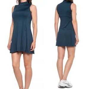 TeeTime Dark Teal High Neck Asymmetrical Zip Athletic Dress ~ Size Medium 💚🍄